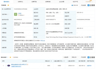 金盤科技1億元于湖南成立新能源智能裝備子公司