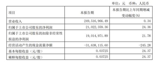 銅峰電子Q1實現營收2.50億元,凈利潤同比增長24.36%
